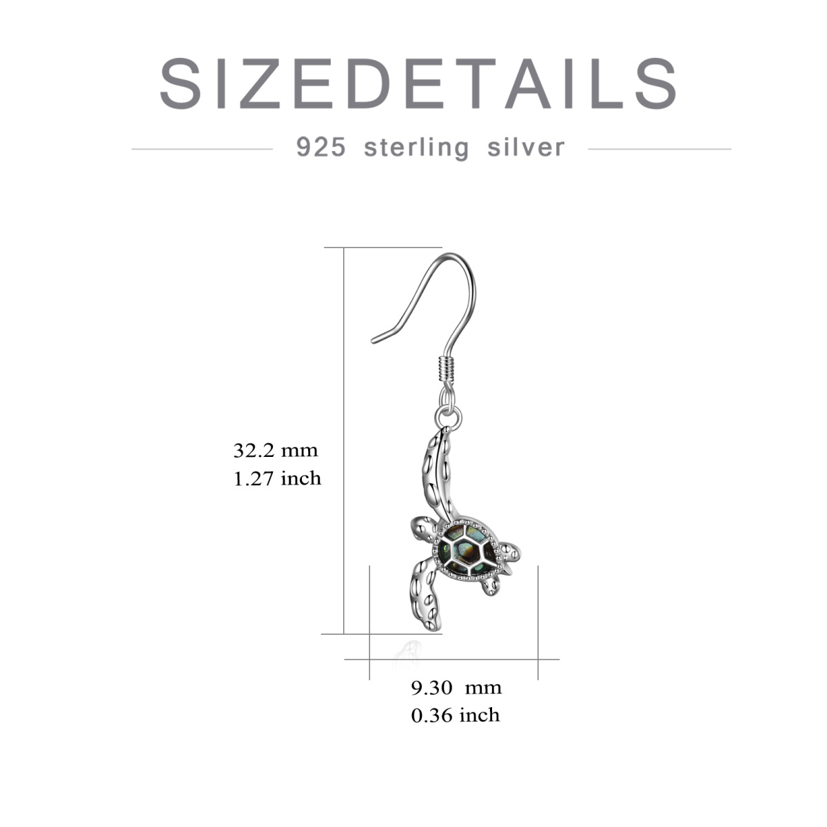 Sterling Silver Abalone Shellfish Sea Turtle Drop Earrings-5