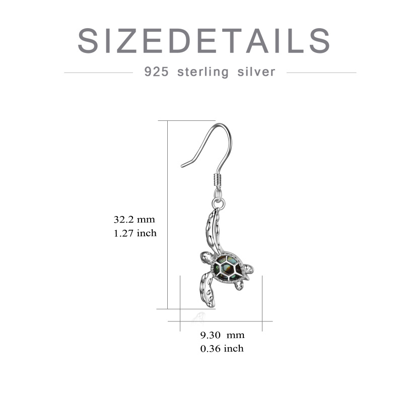 Sterling Silver Abalone Shellfish Sea Turtle Drop Earrings-5