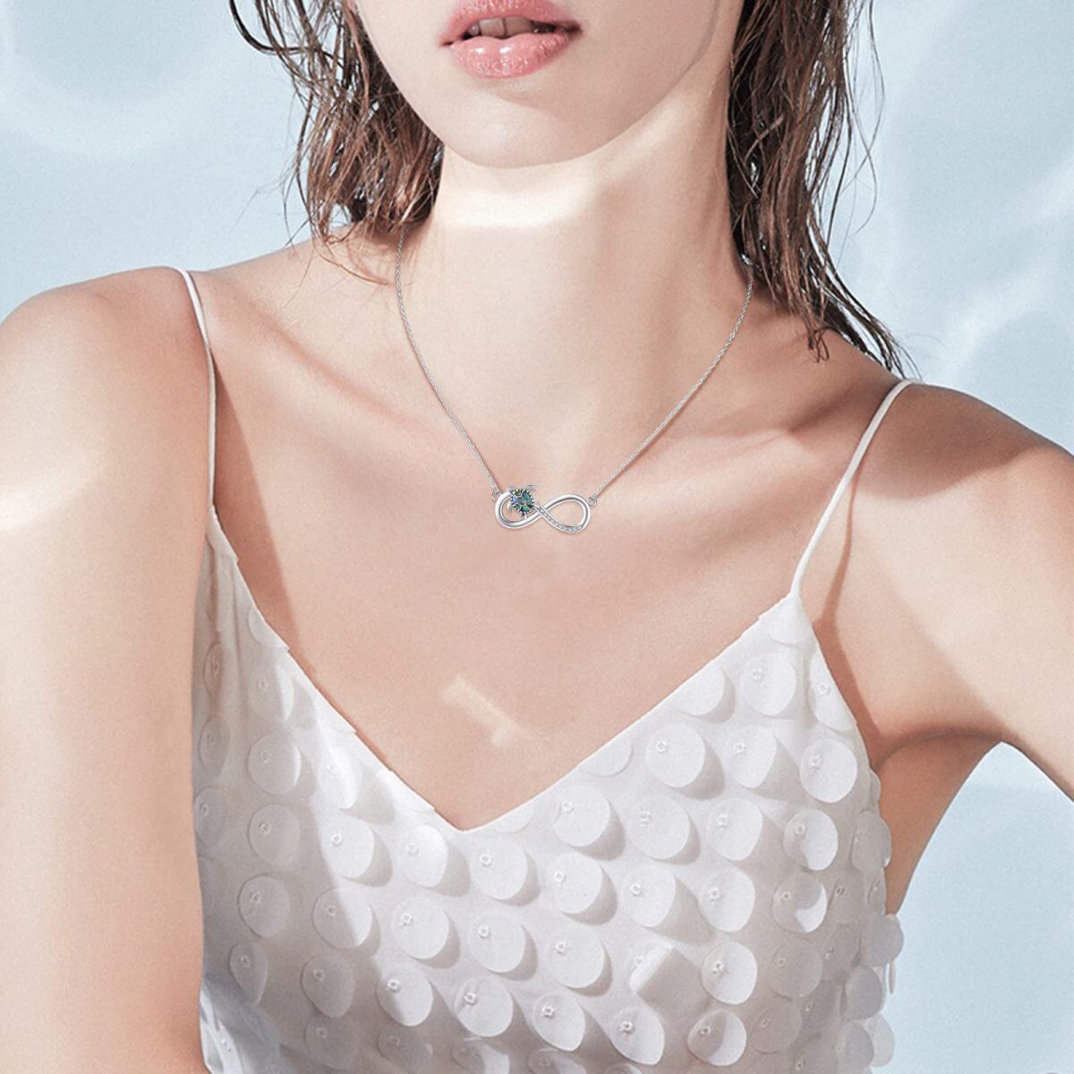 Collar con colgante de plata de ley con diseño de tortuga marina y símbolo de infinito para mujer-3