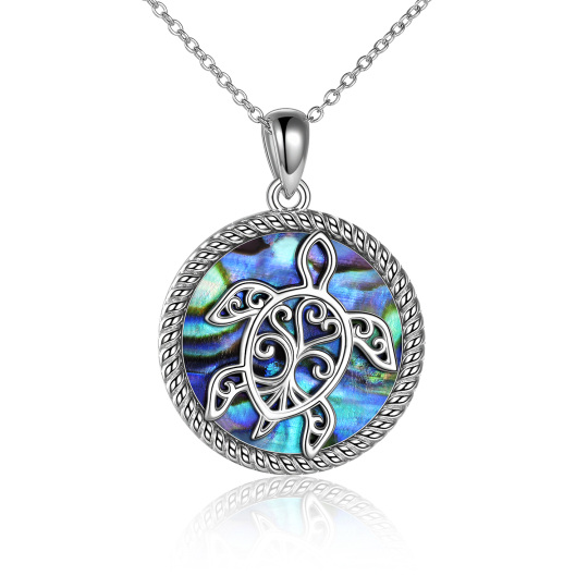 Sterling Silver Abalone Shellfish Sea Turtle Pendant Necklace