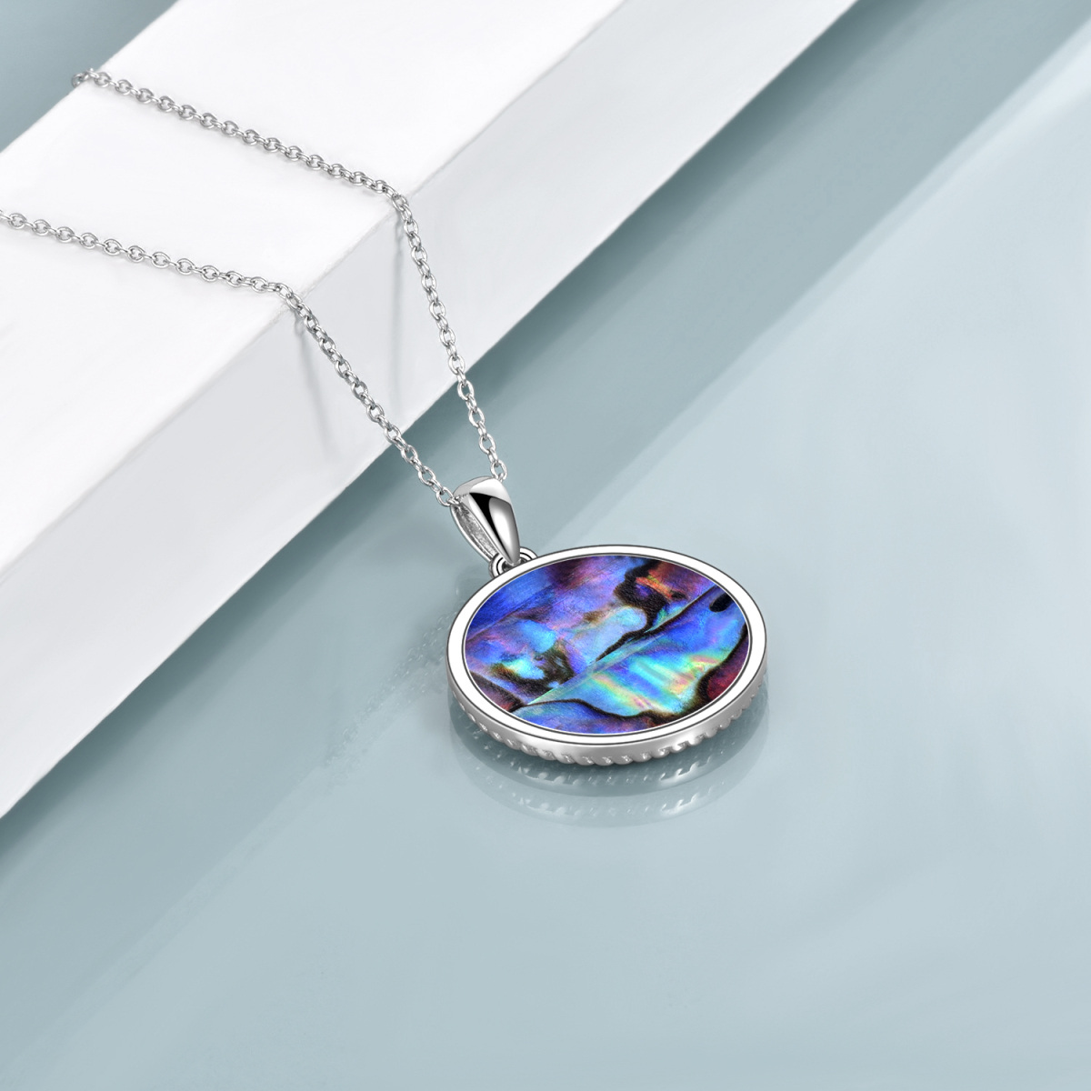 Collar de plata de ley Abalone Shellfish Sea Turtle Pendant-4