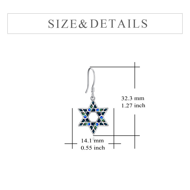 Sterling Silver Abalone Shellfish Star Of David Drop Earrings-5