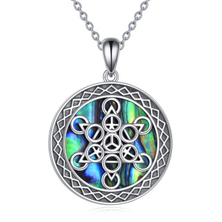 Sterling Silver Abalone Shellfish Star Of David Pendant Necklace-12