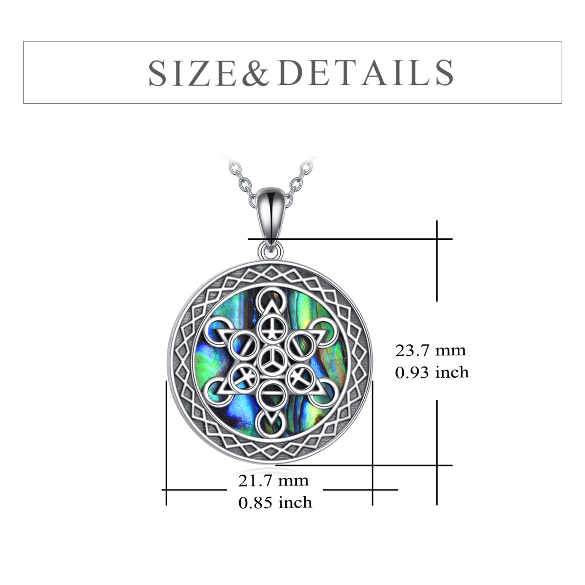 Sterling Silver Abalone Shellfish Star Of David Pendant Necklace-5