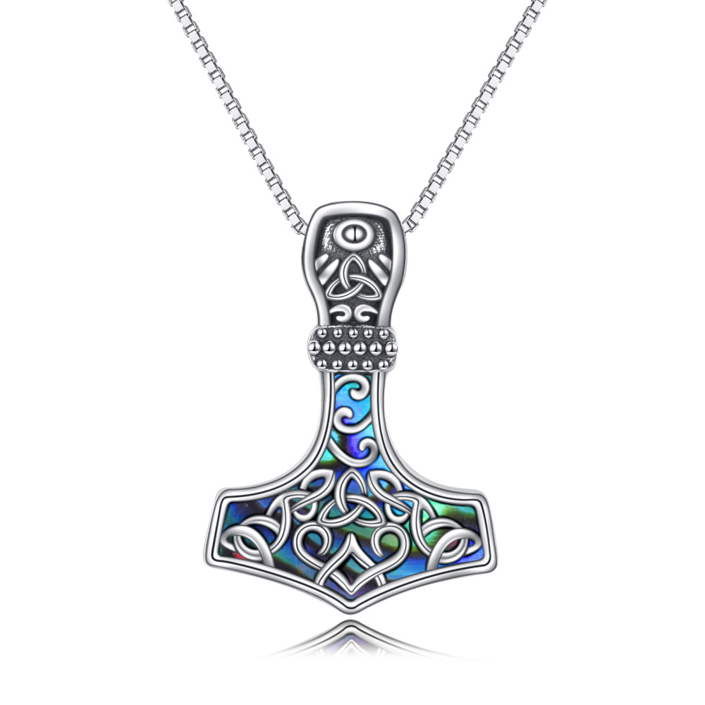 Sterling zilveren Abalone schelpdieren Thor's Hamme hanger ketting-1