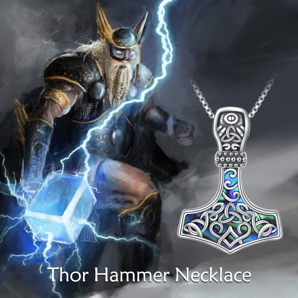 Sterling zilveren Abalone schelpdieren Thor's Hamme hanger ketting-3