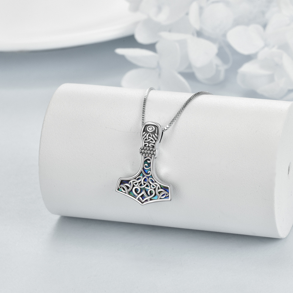 Sterling zilveren Abalone schelpdieren Thor's Hamme hanger ketting-4
