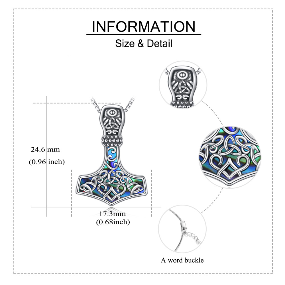 Sterling zilveren Abalone schelpdieren Thor's Hamme hanger ketting-5