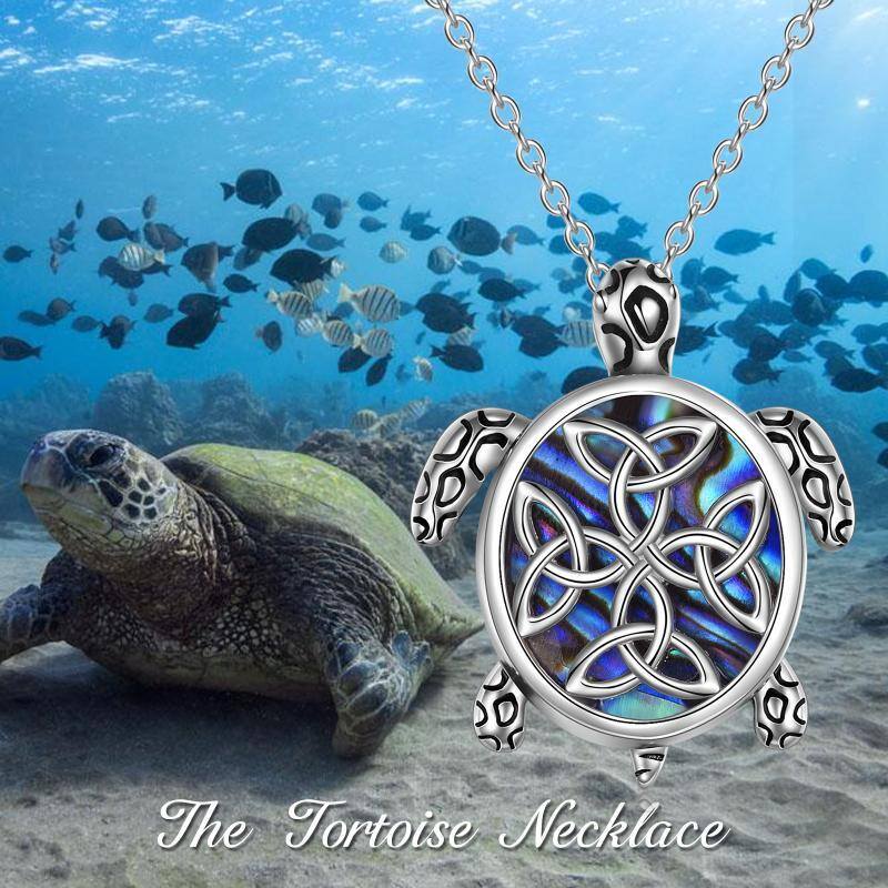 Collier Urne en argent Abalone Coquillage Tortue et Nœud Celtique-6