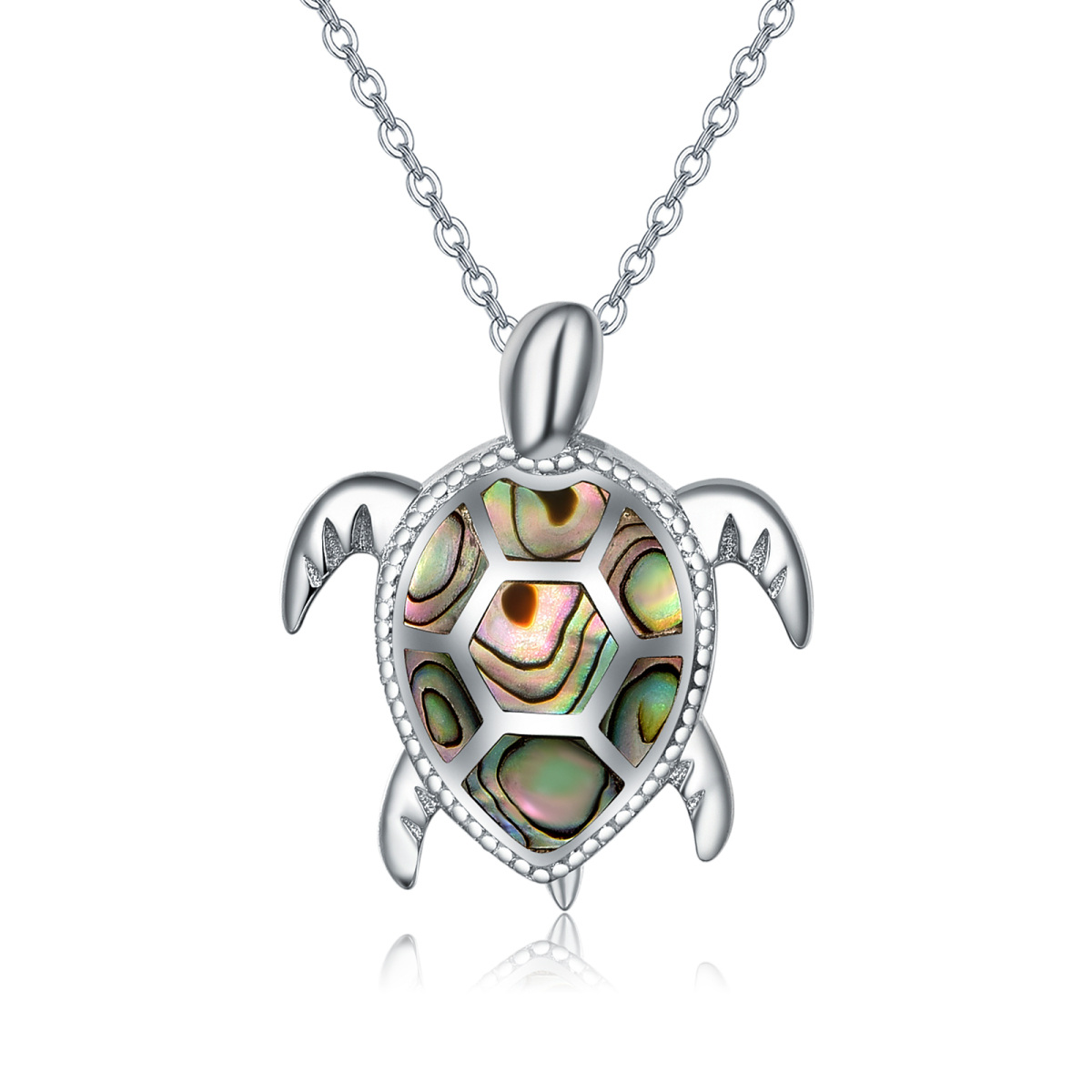 Collier en argent sterling avec pendentif abalone, coquillage et tortue-1