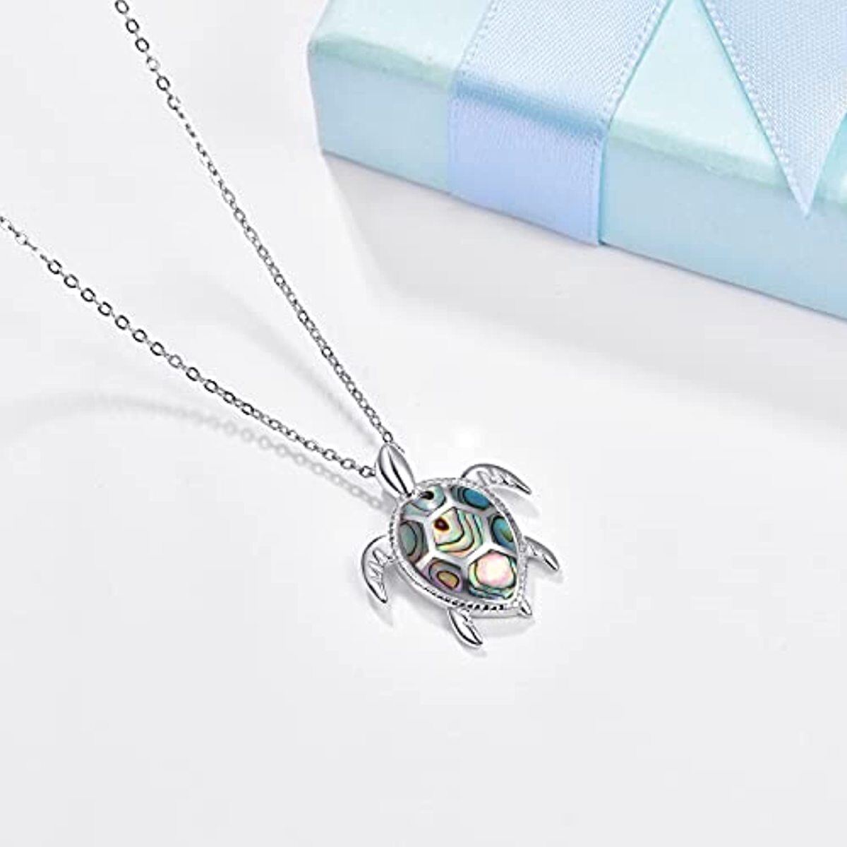 Sterling zilveren abalone schelpdieren schildpad hanger ketting-4