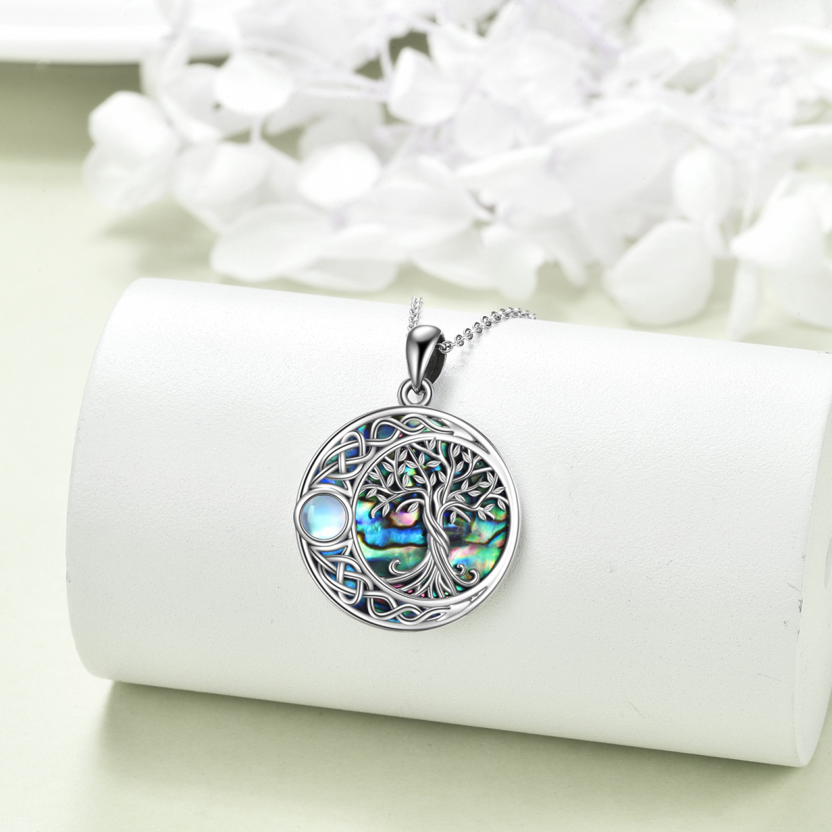 Collier en argent sterling avec pendentif Abalone Shellfish Tree Of Life & Celtic Knot (arbre de vie et nœud celtique)-3