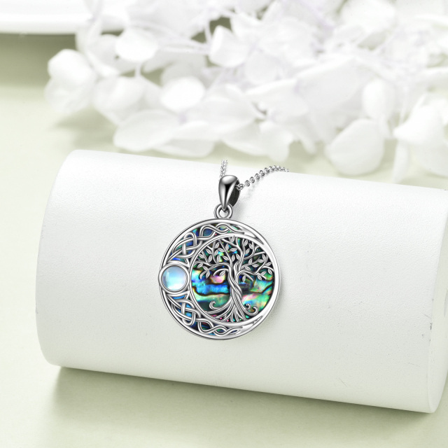 Sterling Silver Abalone Shellfish Tree Of Life & Celtic Knot Pendant Necklace-3