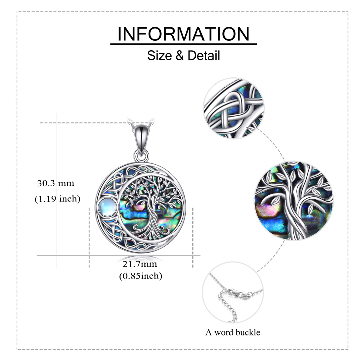 Collier en argent sterling avec pendentif Abalone Shellfish Tree Of Life & Celtic Knot (arbre de vie et nœud celtique)-5