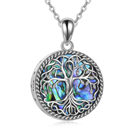 Collana in argento sterling con albero della vita e nodo celtico per le ceneri, con conchiglia abalone