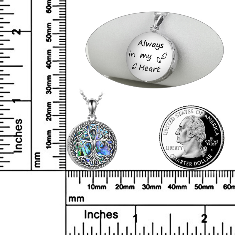 قلادة من الفضة الإسترلينية على شكل صدفة أذن البحر وشجرة الحياة وعقدة سلتيك لحفظ رماد الجثث-5