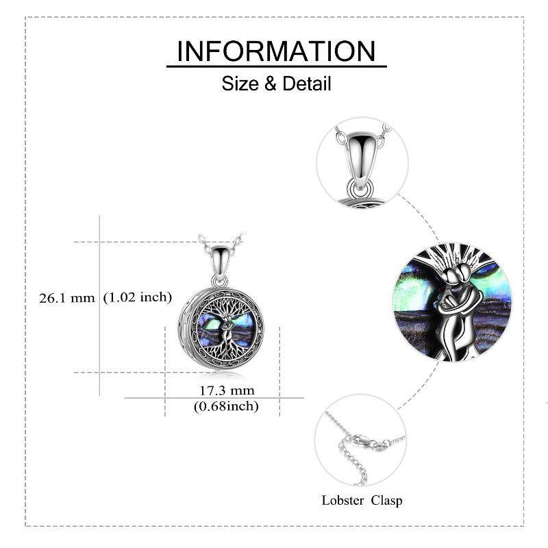 Collar de plata de ley Abalone Shellfish Tree Of Life & Couple Urn con palabra grabada-3