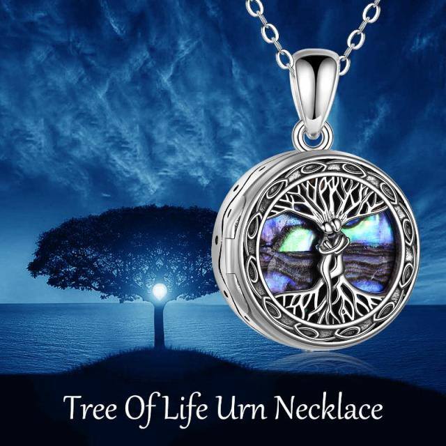 Sterling zilveren Abalone schelpdier Tree Of Life & paar Urn ketting voor as met gegraveerd woord-4