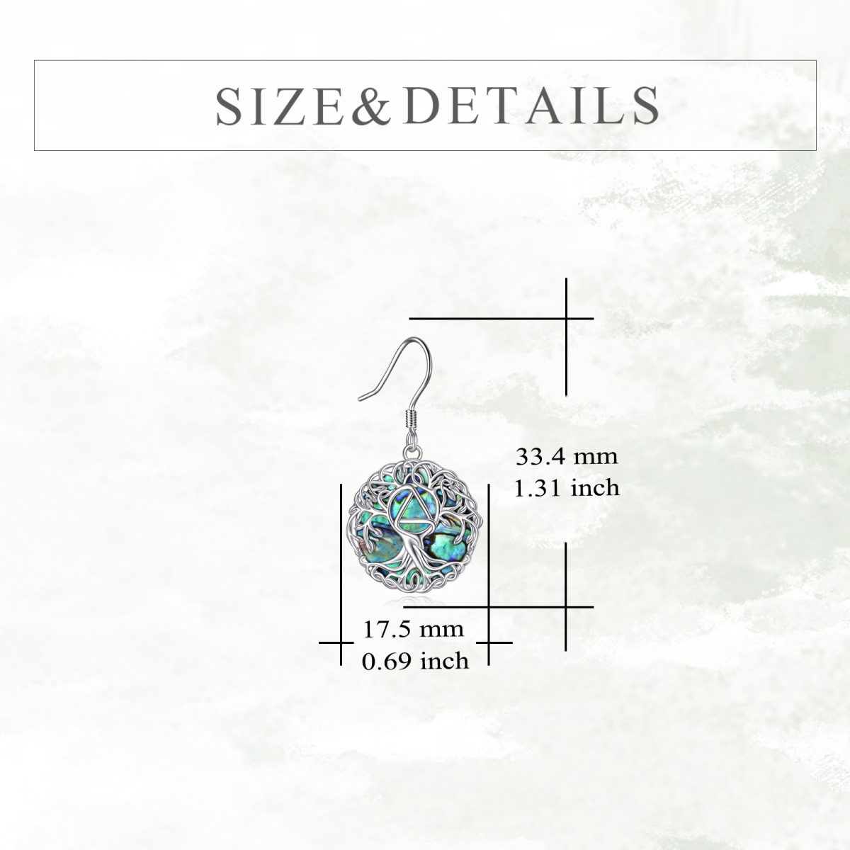 Boucles d'oreilles pendantes en argent sterling avec coquillages d'ormeau et arbre de vie-5