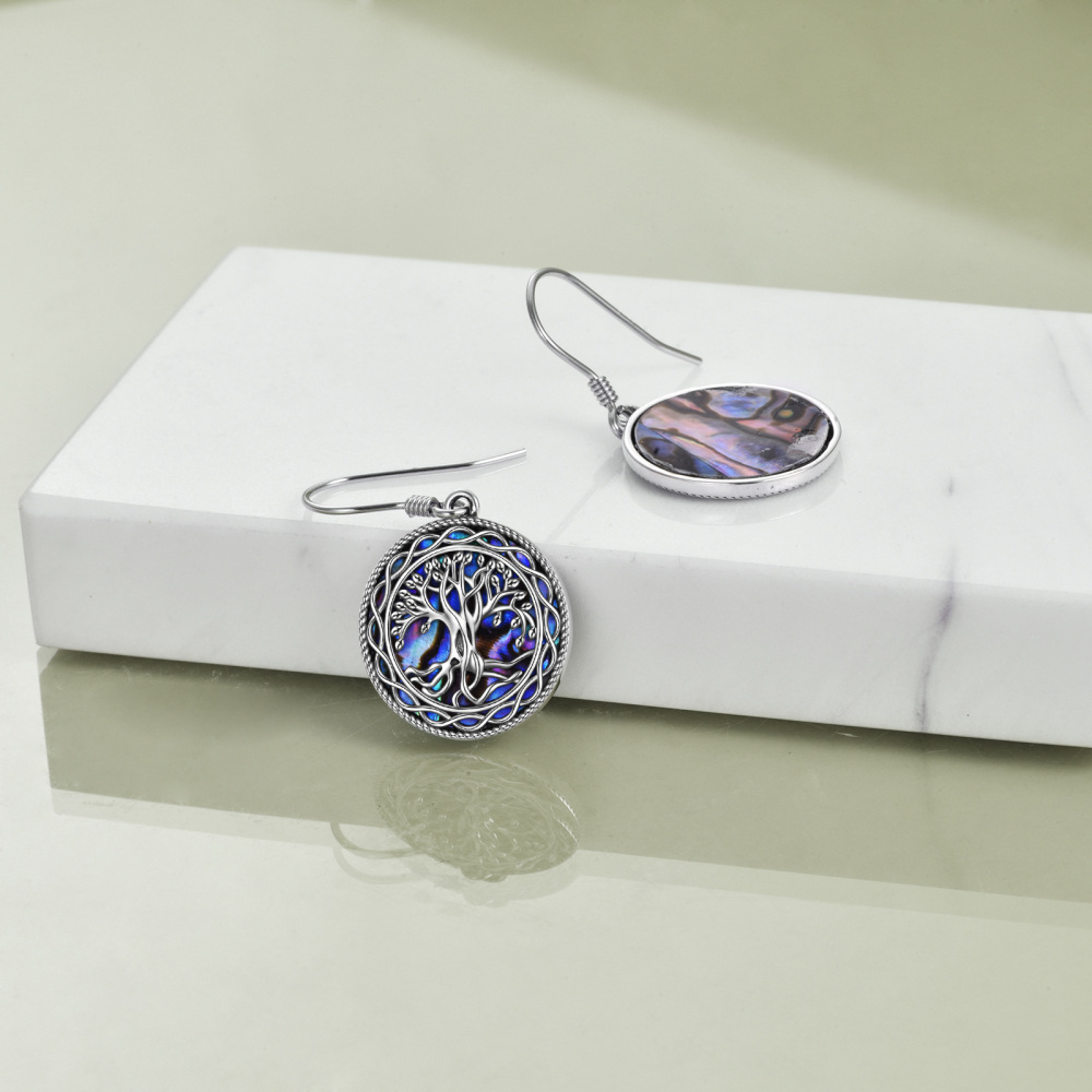 Orecchini pendenti in argento 925 con conchiglia Abalone-4