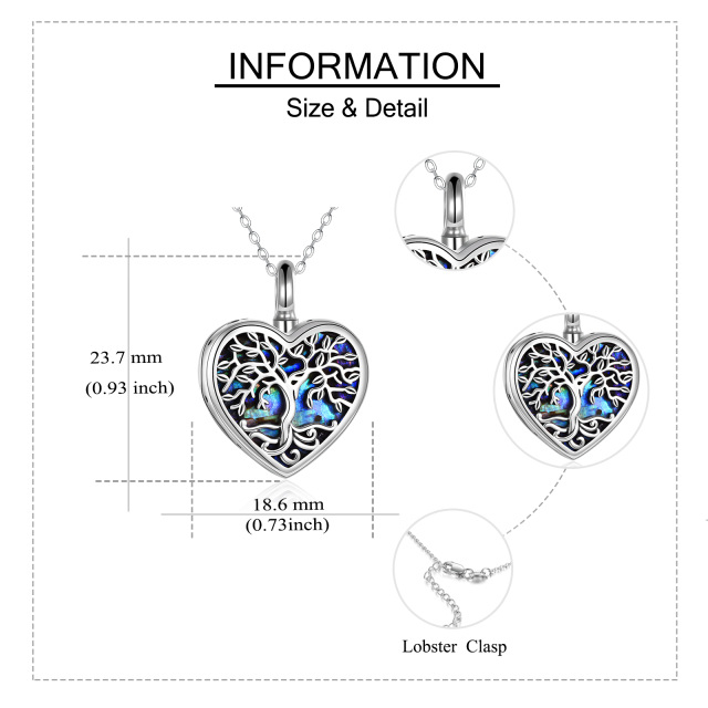 Collier en argent Abalone Shellfish Tree Of Life & Heart Urn Necklace for Ashes with Engra-6