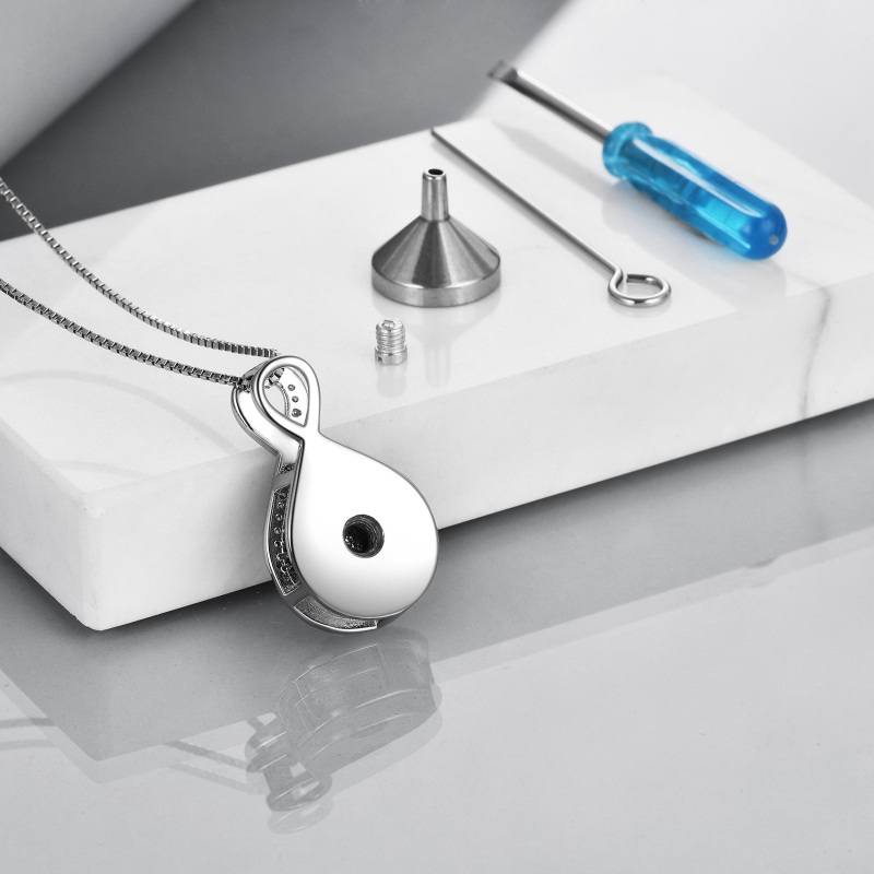 Collar de plata de ley Abalone Shellfish Tree Of Life & Infinity Symbol Urn con palabra gr-6