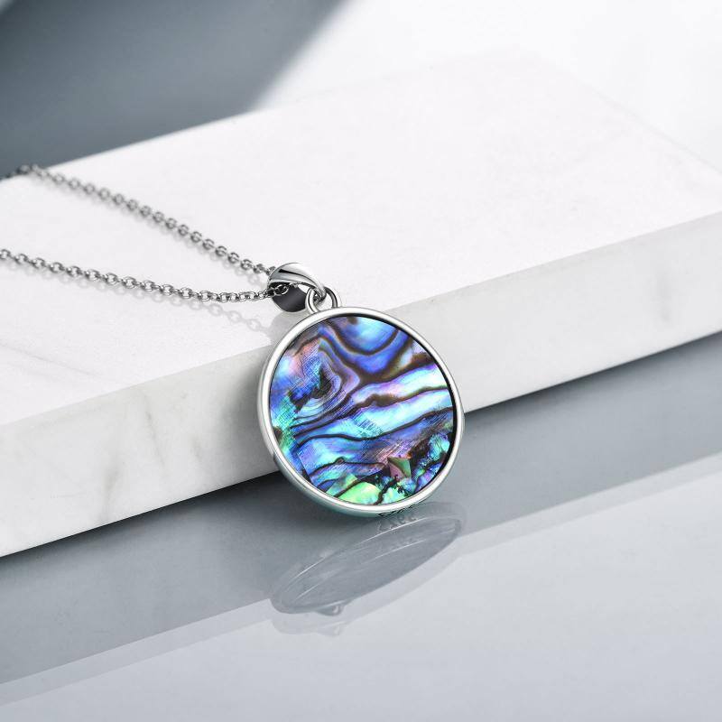 Sterling Silver Abalone Shellfish Tree Of Life & Moon Pendant Necklace-4