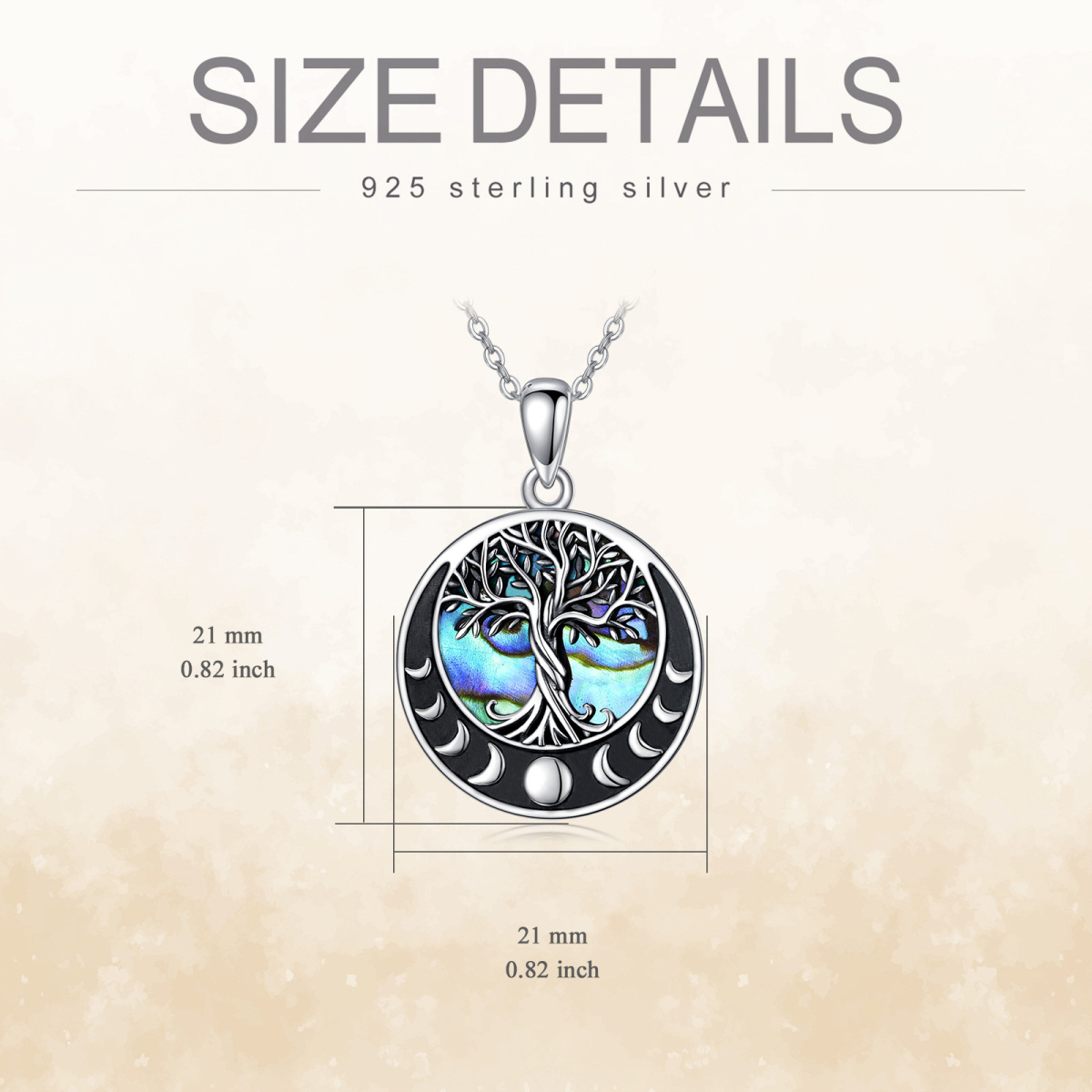 Sterling zilveren Abalone schelpdieren levensboom & maan hanger ketting-6