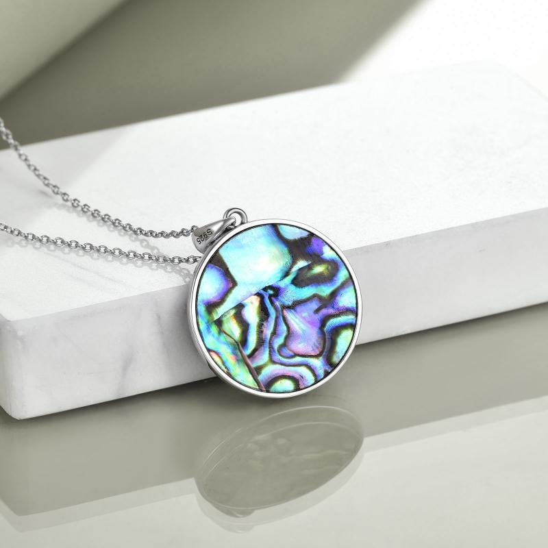 Collana da donna con pendente in argento sterling, conchiglia, luna e sole, albero della vita-4