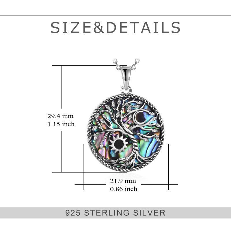 Collana da donna con pendente in argento sterling, conchiglia, luna e sole, albero della vita-5
