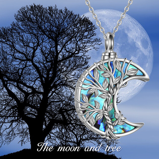 Collar de plata de ley Abalone Shellfish Tree Of Life & Moon Urn para cenizas-7