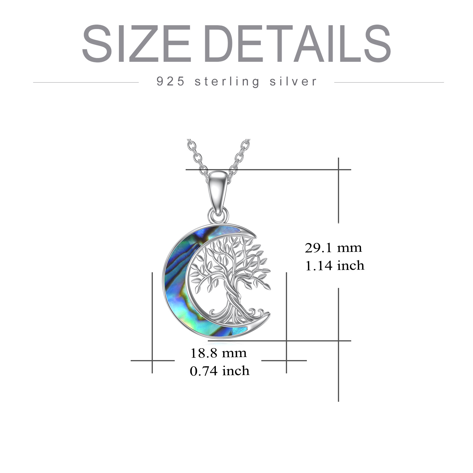 Collier en argent Abalone Shellfish Tree Of Life & Moon Urn (arbre de vie et urne de lune)-6