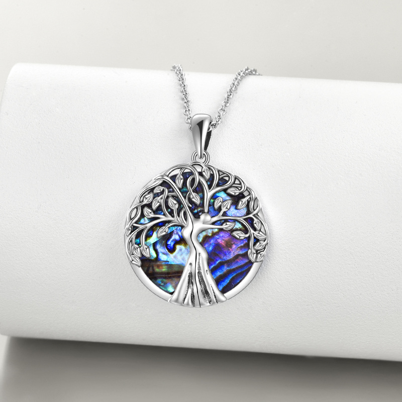 Collier en argent sterling avec pendentif en forme d'arbre de vie en forme d'ormeau et de-3