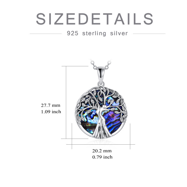 Collar con colgante de plata de ley Abalone Shellfish Tree Of Life-5