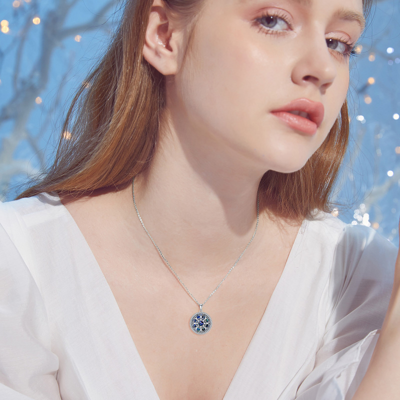 Sterling Silver Abalone Shellfish Tree Of Life Pendant Necklace-2