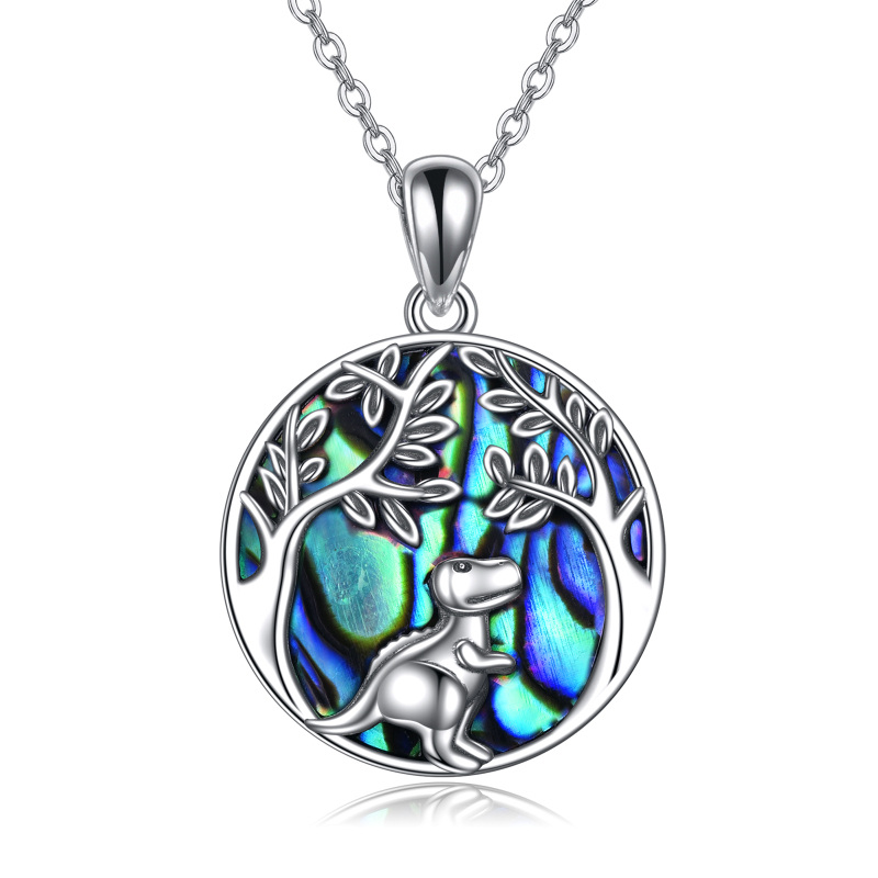 Sterling Silver Abalone Shellfish Tree Of Life Pendant Necklace-11