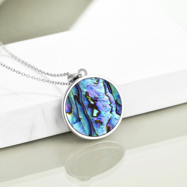 Sterling Silver Abalone Shellfish Tree Of Life Pendant Necklace-4