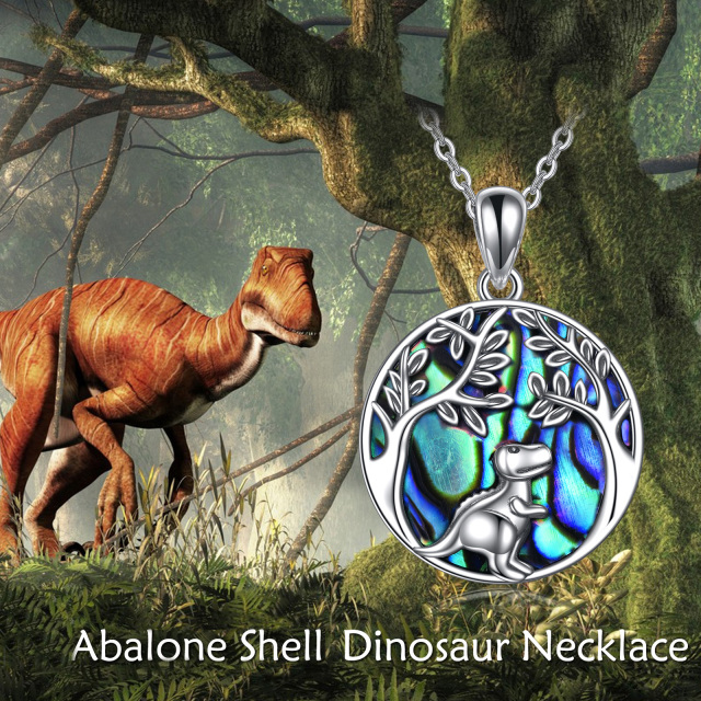 Sterling Silver Abalone Shellfish Tree Of Life Pendant Necklace-6