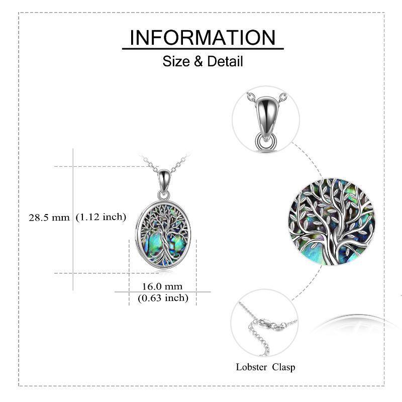 Sterling Silber Abalone Muscheln Baum des Lebens personalisierte Foto Medaillon Halskette-5