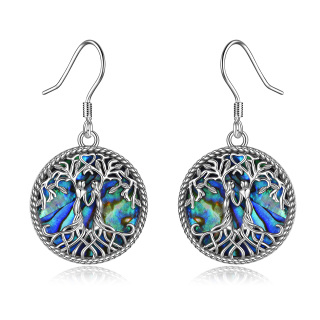 Sterling Silver Abalone Shellfish Tree Of Life & Sisters Drop Earrings-59