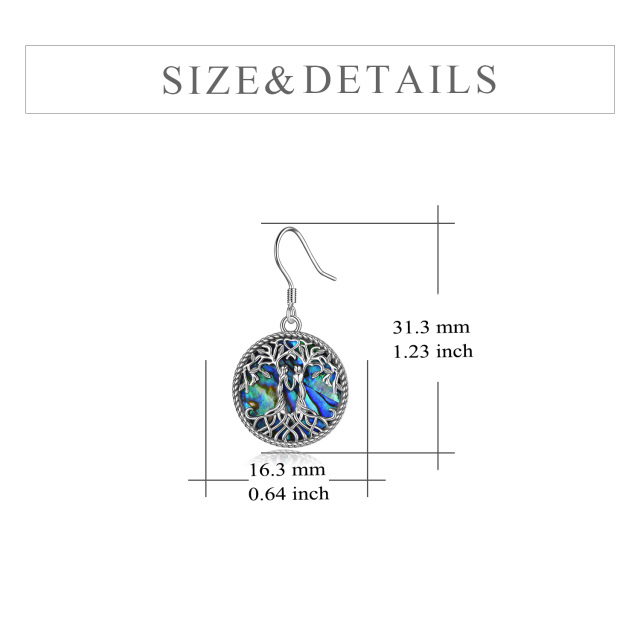 Sterling Silver Abalone Shellfish Tree Of Life & Sisters Drop Earrings-5