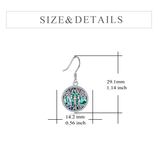 Boucles d'oreilles pendantes en argent sterling avec coquillages d'ormeau et arbre de vie pour femmes-5