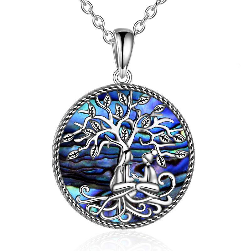 Sterling Silver Abalone Shellfish Tree Of Life & Sisters Pendant Necklace-7