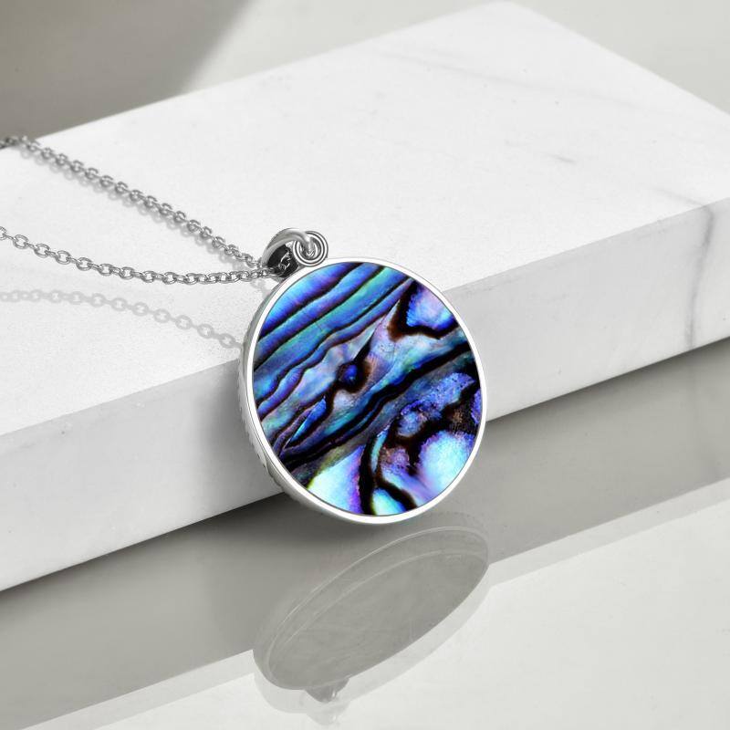 Sterling Silver Abalone Shellfish Tree Of Life & Sisters Pendant Necklace-4