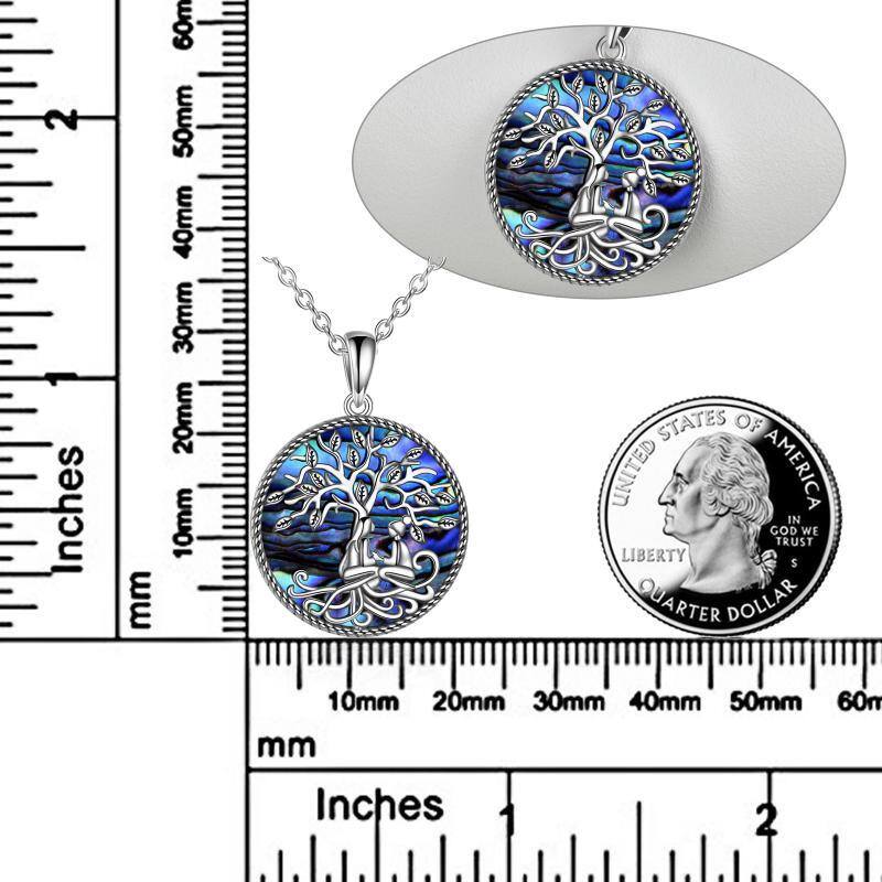 Sterling Silver Abalone Shellfish Tree Of Life & Sisters Pendant Necklace-5