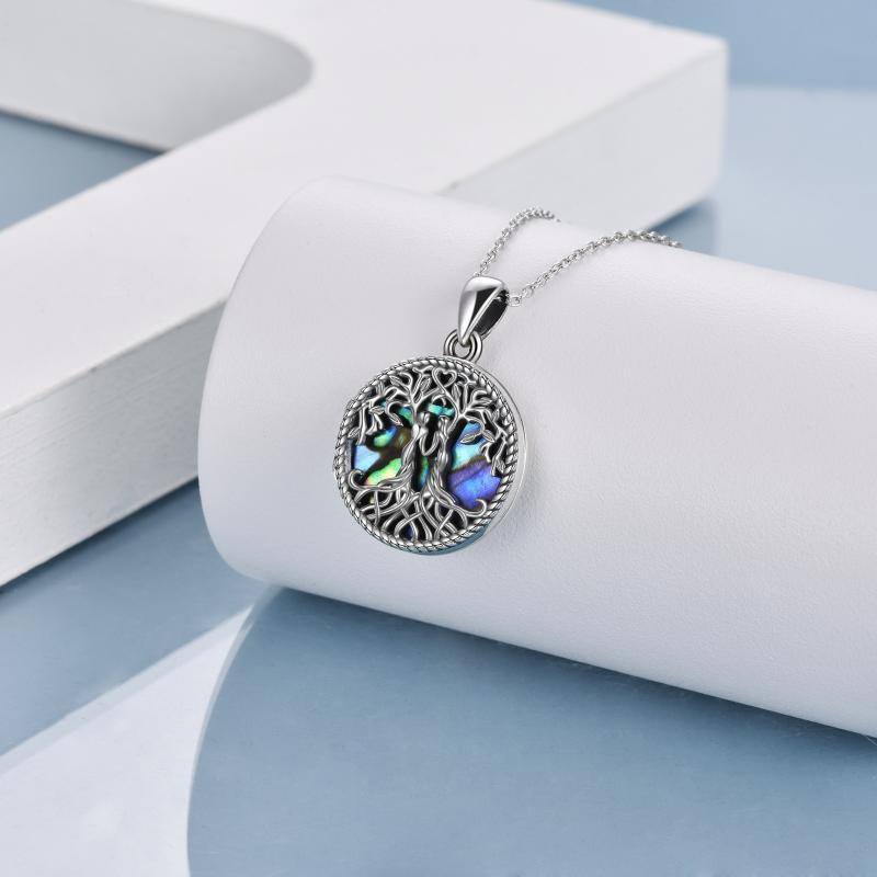 Sterling Silver Abalone Shellfish Tree Of Life & Sisters Personalized Photo Locket Necklace-4