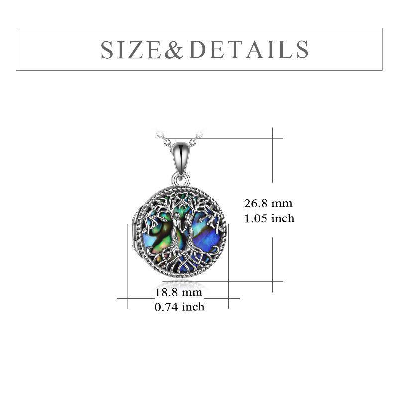 Sterling Silver Abalone Shellfish Tree Of Life & Sisters Personalized Photo Locket Necklace-5