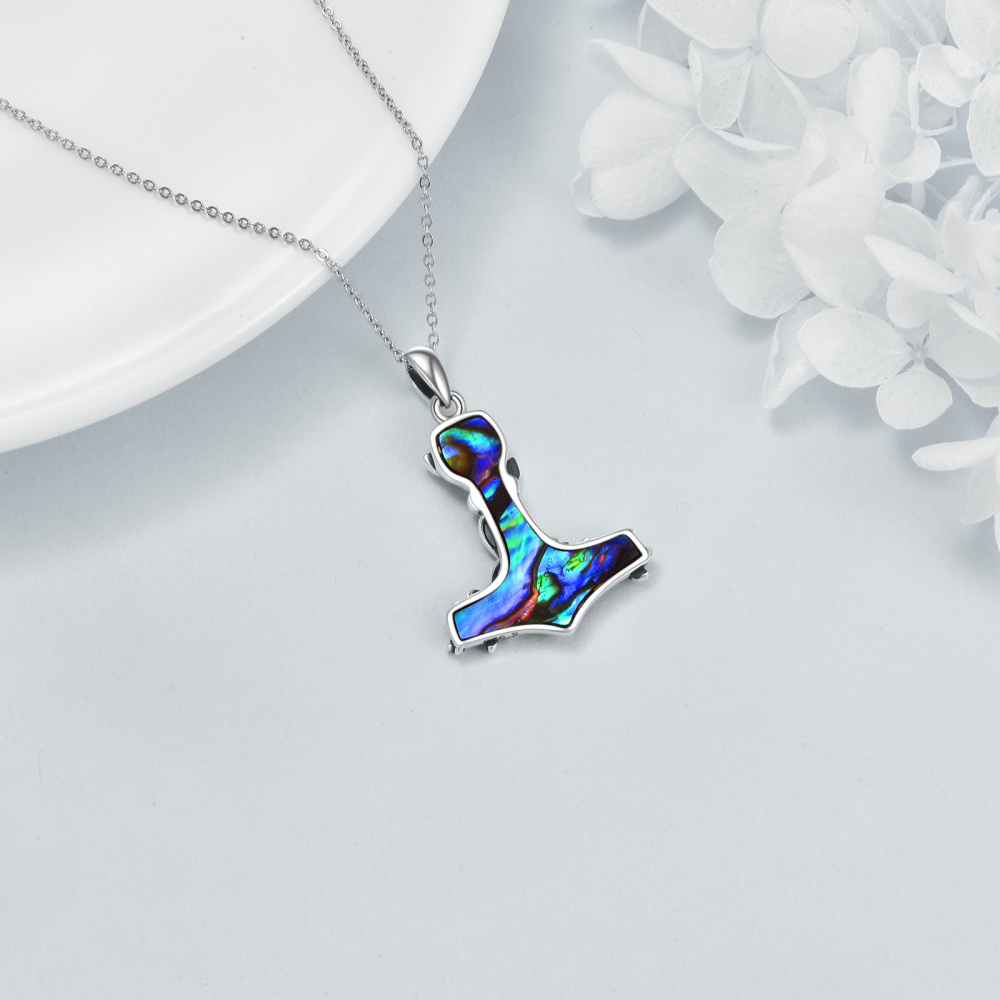 Collier pendentif en argent sterling avec pendentif en forme d'ormeau, coquillages, arbre de vie, marteau de Thor-5