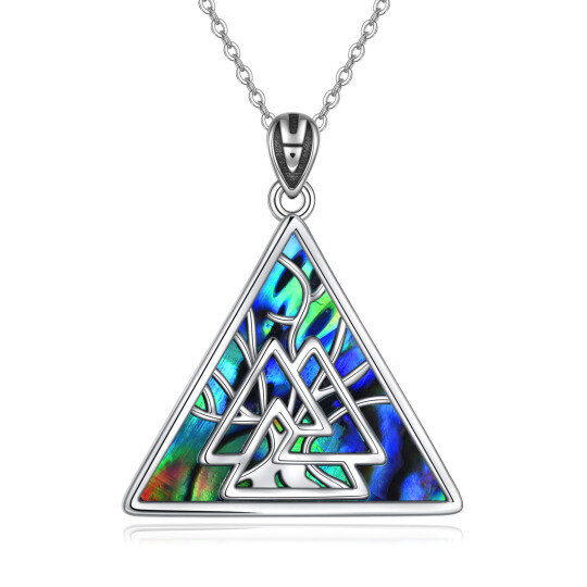 Sterling Silver Abalone Shellfish Tree Of Life & Triangle Pendant Necklace