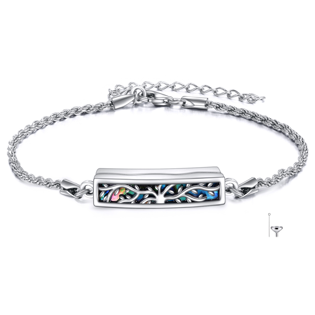 Sterling Zilveren Abalone Schelpdier Boom Des Levens Urn Armband voor As voor Vrouwen-1